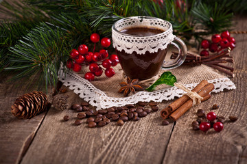 coffee with christmas decoration