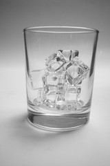 glass with ice cubes
