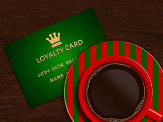 christmas cup of coffee with loyalty card