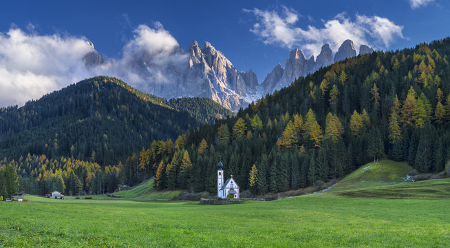 lonely church and mountains