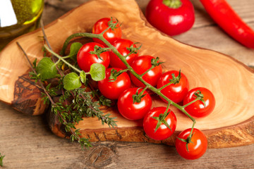 Vegetables on wood background