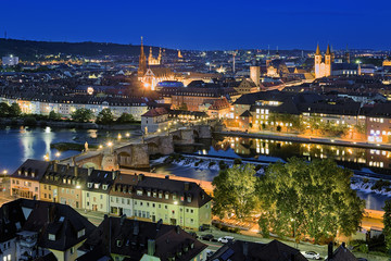 Evening view of Wurzburg, Germany