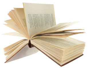Opened book isolated on white