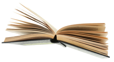 Opened book isolated on white