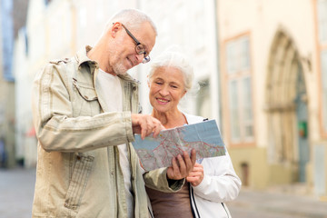 senior couple on city street