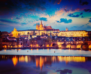 View of Prague in twilight