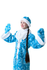 Portrait of lovely Snow Maiden, isolated on white