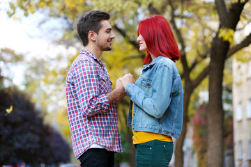 Fototapeta premium Loving couple in autumn park