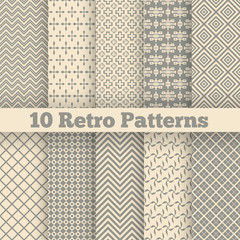 Retro different seamless patterns. Vector illustration