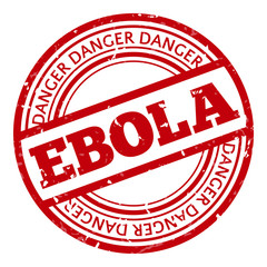 Red stamp with Ebola concept text on white background