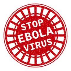 Red stamp with Ebola concept text on white background