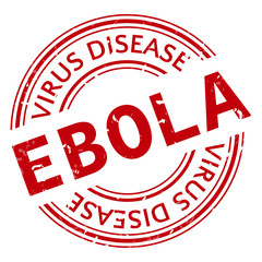 Red stamp with Ebola concept text on white background