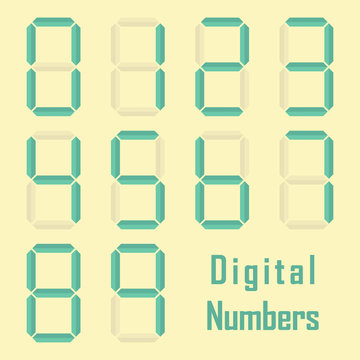 Vector set of digital display numbers
