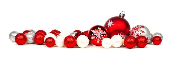 Long Christmas border of red and white ornaments