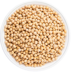 Soybean in a white bowl over white background