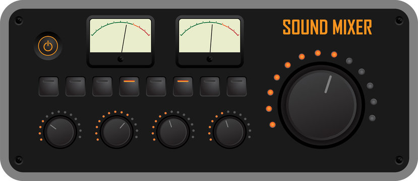 Vector illustration of a sound mixer control panel