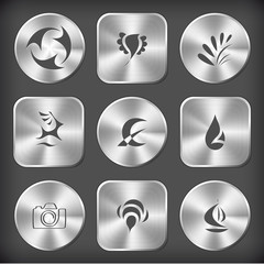 recycle symbol, bird, plant, deer, monetary sign, drop, camera,
