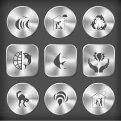 fish, home cat, killer whale as recycling symbol, globe and sham