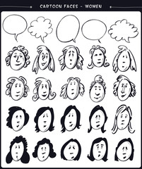 Cartoon faces- women