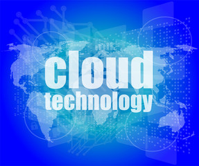 words cloud technology on digital screen,