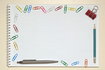 Frame made of office supplies