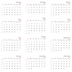 Vector calendar for 2015