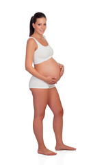 Brunette pregnant woman in underwear