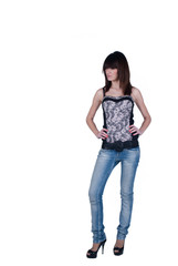 Teen female fashion model in casual clothes