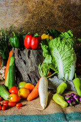 still life  Vegetables, Herbs and Fruit.