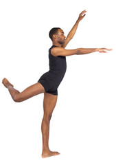 fit young black dancer balancing to show ballet forms