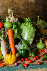 still life  Vegetables, Herbs and Fruit.