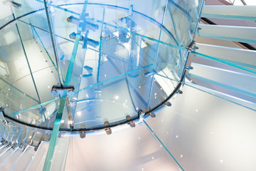 Modern Glass Staircase Silhouette of walking People in shanghai