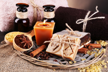 Organic soap with coffee beans, sea salt