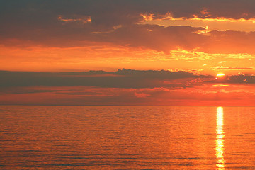 sunset on the lake red