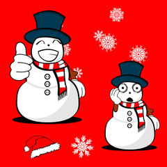 snow man cartoon xmas set2