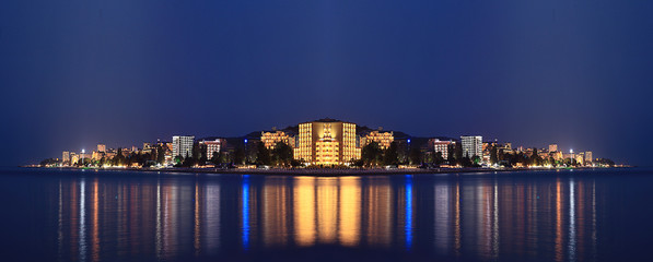 night landscape panorama sea hotels lights