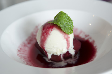 desert with strawberry and cream