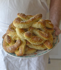 Plate of Freshly Baked Soft Pretzels