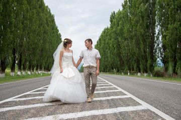 Beautiful married couple in the wedding day