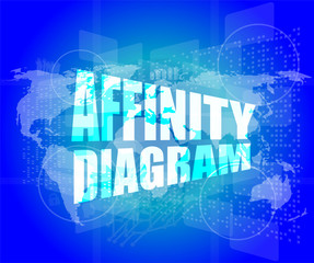business concept, affinity diagram on digital touch screen