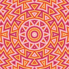 abstract ornamental round decoration - red, yellow, orange and pink background