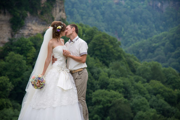 Beautiful married couple in the wedding day