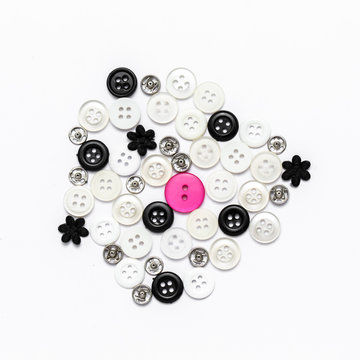 Group of buttons on isolated white background