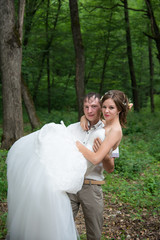 Beautiful married couple in the wedding day