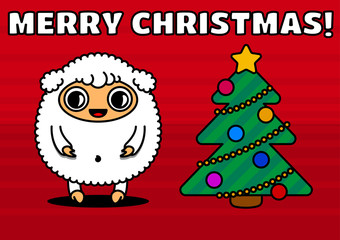 Sheep with christmas tree