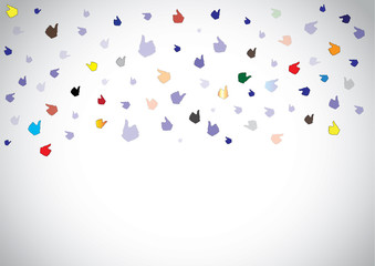 rain colorful thumbs up social media like white background
