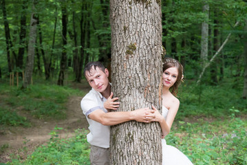 Beautiful married couple in the wedding day