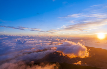 Sunrise at the peak of volcano Teide. Tenerife