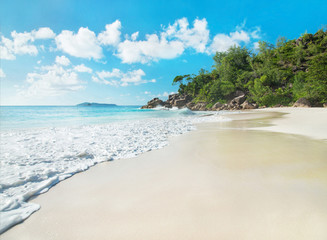 Tropical beach Anse Georgette, island Praslin, Seychelles