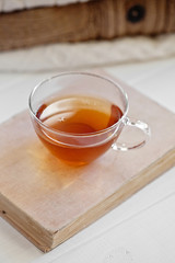 Cozy wool winter accessory. cup of tea